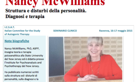 16/17 maggio 2015: “Nancy McWilliams Struttura e disturbi della personalità. Diagnosi e terapia”