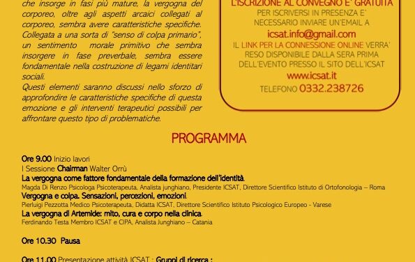 18.11.23 A Roma “La vergogna del corporeo, convegno annuale ICSAT